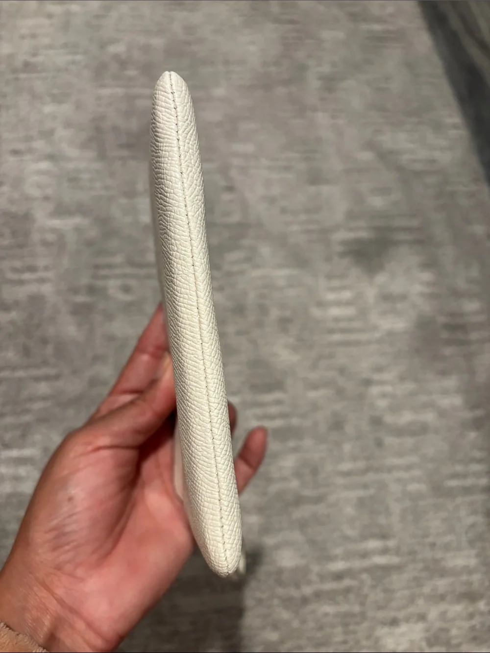 COACH Cream Pebbled Leather Wristlet Clutch with Gold Logo